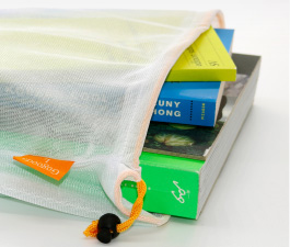 Books in a book bag.